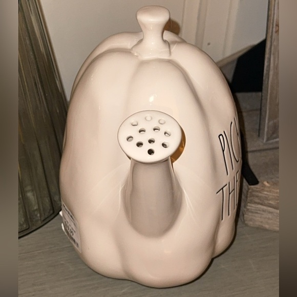 HTF Rae Dunn Seasonal/Fall Large Pumpkin Ceramic Watering Can/Jug - Picture 4 of 7